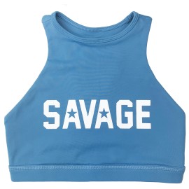 SAVAGE BARBELL - "HIGH NECK BLUE STEEL" bra