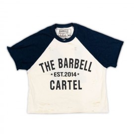 THE BARBELL CARTEL - Distressed baseballTee "Classic Logo" Navy/Natural