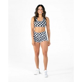 THE BARBELL CARTEL - Short Femme "COMP 2.0" Black Checkered